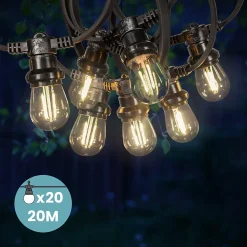 Guirlande Guinguette 20M Filament LED 20 Bulbes