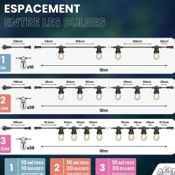 Guirlande Guinguette 20M Filament LED 20 Bulbes