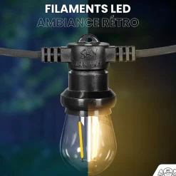 Guirlande Guinguette 50M Filament LED 100 Bulbes