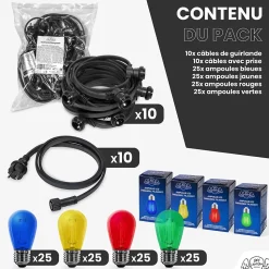 Guirlande Guinguette 100M Filament Multicolore LED 100 Bulbes