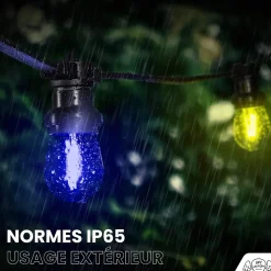 Guirlande Guinguette 100M Filament Multicolore LED 100 Bulbes