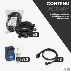 Guirlande Guinguette 30M Filament LED 30 Bulbes