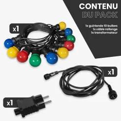 Guirlande Guinguette 10M Multicolore Avec Prise