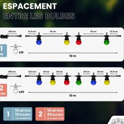 Guirlande Guinguette 10M Multicolore Avec Prise