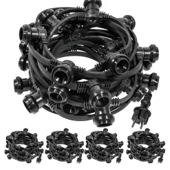 Guirlande Guinguette Noire IP65 50M 150 Douilles pour Ampoules E27