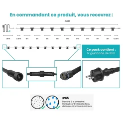 Guirlande Guinguette Noire IP65 10M pour Ampoules E27