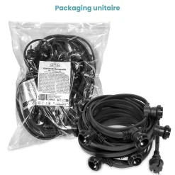 Guirlande Guinguette Noire IP65 10M pour Ampoules E27