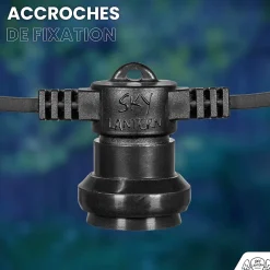 Guirlande Guinguette Noire IP65 30M 90 Douilles pour Ampoules E27