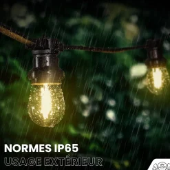 Guirlande Guinguette Noire IP65 30M 90 Douilles pour Ampoules E27