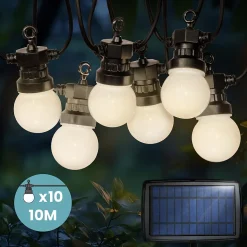 Guirlande Guinguette Solaire 10M Blanc chaud