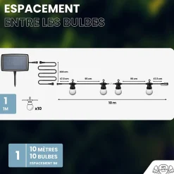 Guirlande Guinguette Solaire 10M Blanc chaud