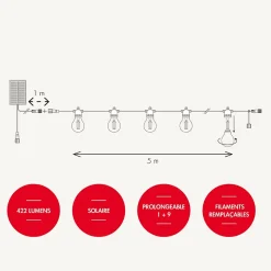 Guirlande Guinguette solaire - 600 lumens - prolongeable