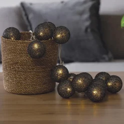 Guirlande LED 20 boules - noir L435 cm - Atmosphera