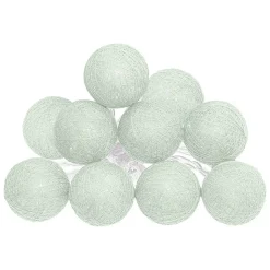 Guirlande LED à pile - 10 boules - vert céladon - L165 cm - Atmosphera