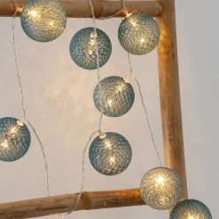 Guirlande led à pile Tara 10 boules lumineuses L165cm- Bleu- Atmosphera