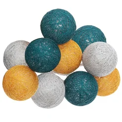 Guirlande LED à piles 10 boules- Jaune- Atmosphera