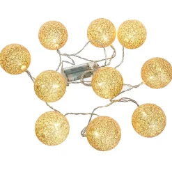 Guirlande LED enfant Glitter - 10 boules - coton et cuivre - rose - L175 - 5 cm - Atmosphera