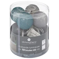Guirlande Led pile 10 boules Winter D6 - Atmosphera