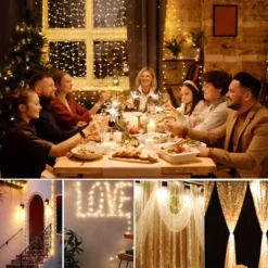 Guirlande LED Rideau USB 3x3M 300 LED + Télécommande - Blanc Chaud - SILAMP