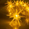 Guirlande lumineuse à 10 LED 'ETOILES 3D' - Décoration de Noël en plastique blanc, avec LED fixes
