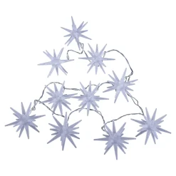 Guirlande lumineuse à 10 LED 'ETOILES 3D' - Décoration de Noël en plastique blanc, avec LED fixes