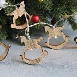 Guirlande lumineuse 10 chevaux en bois - à piles - Chromex