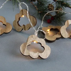 Guirlande lumineuse 10 nuages en bois - à piles - Chromex