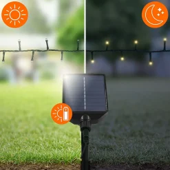 Guirlande lumineuse de noël solaire ECD Germany 11m 560 led blanc chaud étanche avec télécommande