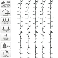 Guirlande lumineuse de Noël ECD Germany multicolore 36m 1800 LEDs minuterie IP44 intérieur extérieur