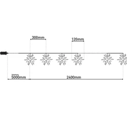 Guirlande lumineuse de Noël à 9 LED d'extérieur Étoiles 3D / XMAS Lights - rouge