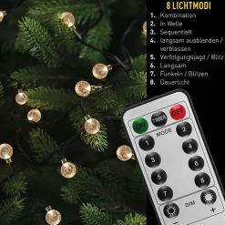 Guirlande lumineuse d'extérieur avec boules décoratives en VERRE, longueur 868 cm, blanc chaud