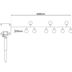 Guirlande lumineuse d'extérieur avec boules décoratives en VERRE, longueur 868 cm, blanc chaud