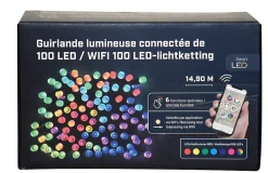 Guirlande lumineuse LED connectée intérieure et extérieure multicolore câble noir 6 fonctions 14,90 m