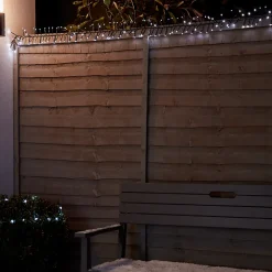 Guirlande lumineuse LED intérieure et extérieure blanc froid câble vert 8 fonctions 37,5 m
