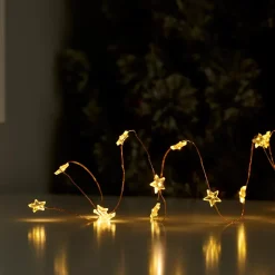 Guirlande lumineuse LED intérieure blanc chaud câble cuivre 1,82 m décor étoile