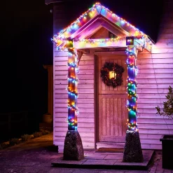 Guirlande lumineuse LED intérieure et extérieure multicolore câble vert 8 fonctions 24,5 m