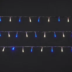Guirlande lumineuse LED intérieure blanc froid/bleu câble transparent 8 fonctions 11 m