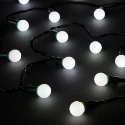 Guirlande lumineuse LED intérieure et extérieure blanc froid câble vert 8 fonctions 25,12 m décor boule