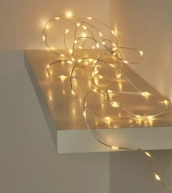 Guirlande lumineuse LED intérieure blanc froid et blanc chaud câble argenté 12 fonctions 26,42 m