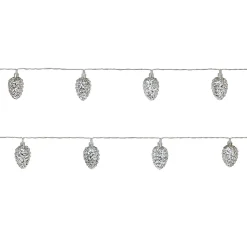 Guirlande lumineuse LED intérieure blanc froid câble transparent 2,55 m décor pomme de pin