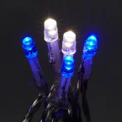 Guirlande lumineuse LED intérieure blanc froid/bleu câble transparent 8 fonctions 20 m