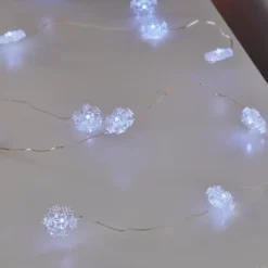 Guirlande lumineuse LED intérieure blanc froid câble argenté 1,8 m décor flocon