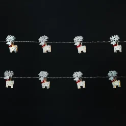 Guirlande lumineuse LED intérieure blanc chaud câble transparent 1,65 m décor renne en bois