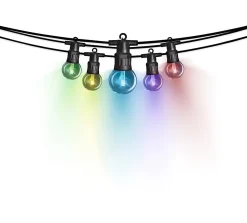 Guirlande lumineuse LED intérieure et extérieure multicolore câble noir 8 fonctions 9,50 m décor ampoule