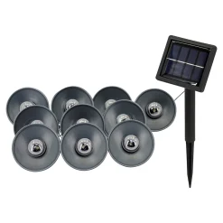 Guirlande lumineuse LED solaire 10 lumières IP44 blanc chaud L.7,05m gris foncé