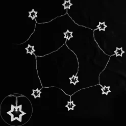 Guirlande Lumineuse LED Étoiles en Bois 10 LED Blanc Chaud