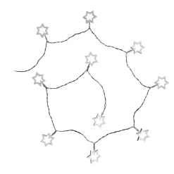 Guirlande Lumineuse LED Étoiles en Bois 10 LED Blanc Chaud