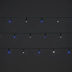 Guirlande lumineuse LEDs blanches et bleues - intérieure et extérieure - câble vert 8 fonctions 24,2 m