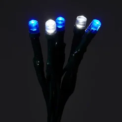 Guirlande lumineuse LEDs blanches et bleues - intérieure et extérieure - câble vert 8 fonctions 24,2 m
