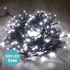 Guirlande Lumineuse 56m Câble Noir 500 Leds Blanc froid